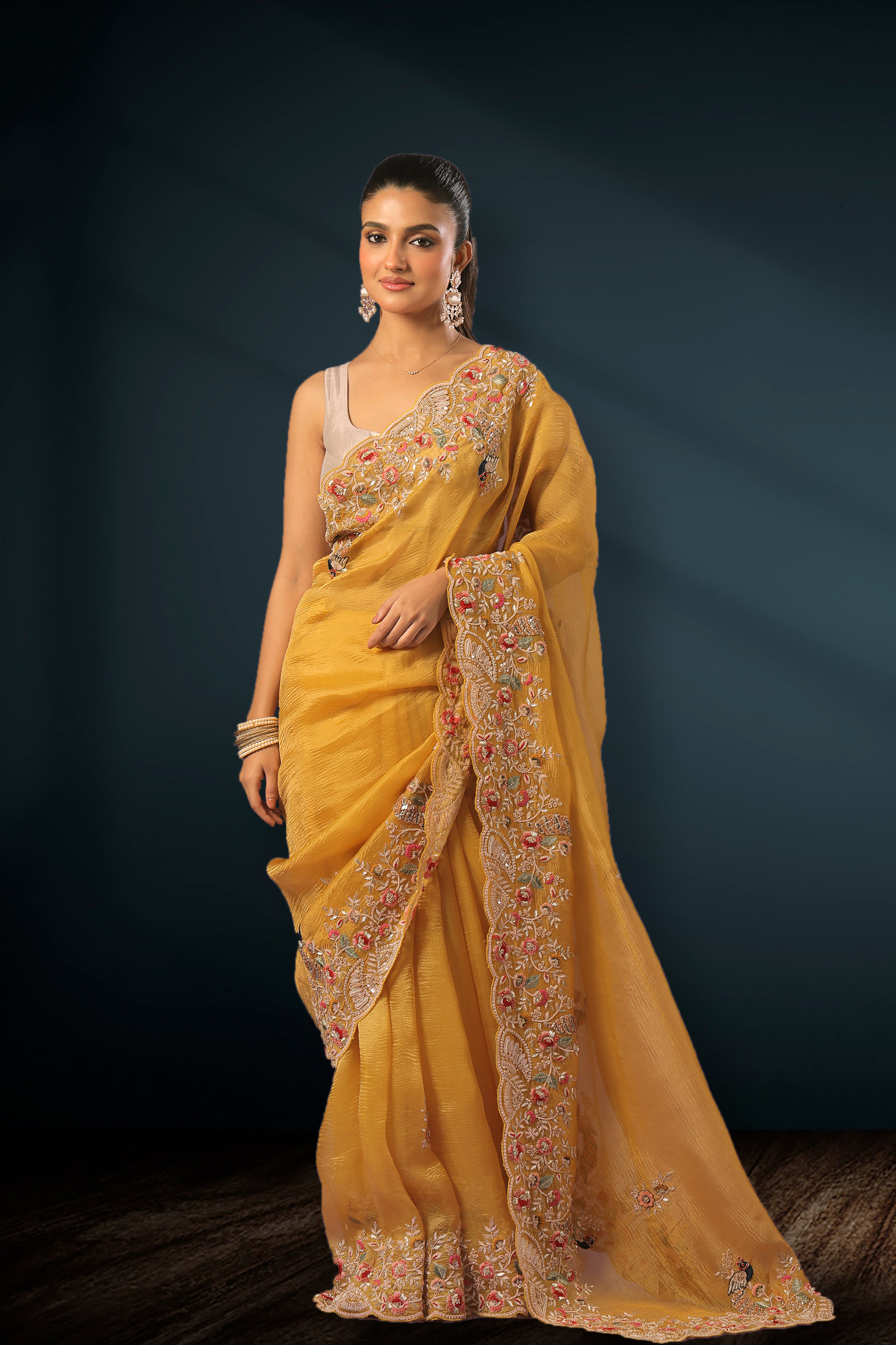 Exclusive Crush Tissue Zardosi Work